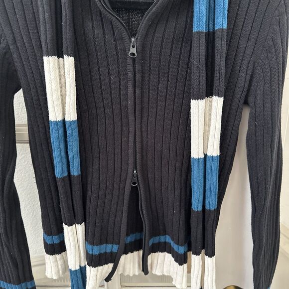 Y2K Zip Up Cardigan With Matching Scarf  Womens Medium NWOT - Picture 6 of 10